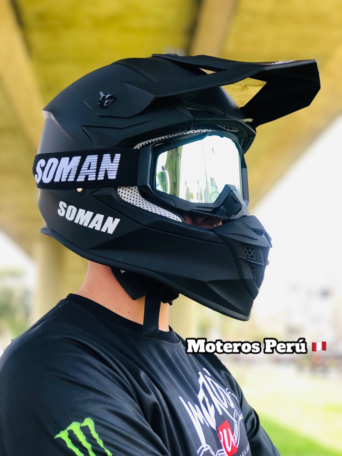 SOMAN-Casco integral de motocicleta para hombre y adulto